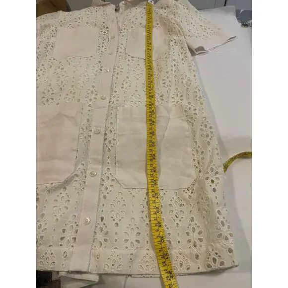 NWOT: Veronica Beard Rafaela Cotton Eyelet Mini Shirtdress - Picture 7 of 9